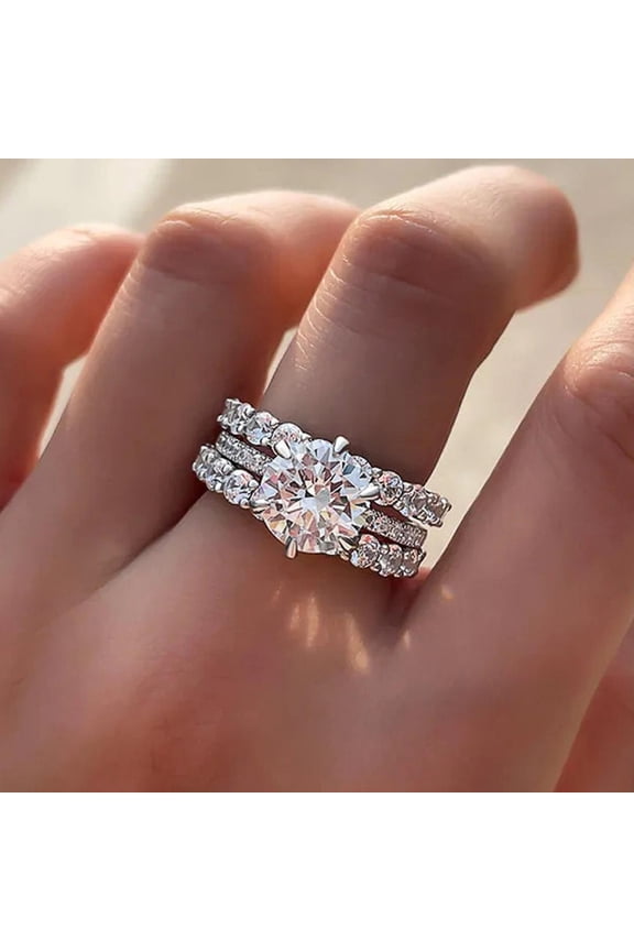 Hers Wedding Ring Sets Proposal Engagement Rings Women 925 Sterling Silver Cubic Zirconia Rings