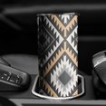 thumbnail image 3 of 20oz Brown Geometric Triangle Diamond Pattern Skinny Tumblers Stainless Steel Tumbler with Lid and Straw,Vacuum Insulated Double Wall Travel Tumbler Cups with Cleaning Brush for Coffee,Tea, 3 of 6