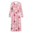 thumbnail image 5 of Tutolipy Nightgowns for Women Strawberry Flower Printed Sleepwear V Neck Loungewear Long Sleeve Nightshirts Comfy House Dress for Home, S, 5 of 7