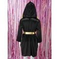 thumbnail image 4 of Rswnyirn Kids Boys Boxing Robe Hooded Satin Hoodie Halloween Cosplay Costume Black 6, 4 of 7