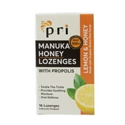 Pri Manuka Honey Lozenges With Propolis Soothing Cough and Throat Drops, Lemon, 16 Ea..