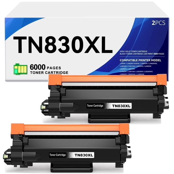 TN830xl Toner Cartridge for Brother tn830xl Toner Cartridges for Brother DCP-L2640DW HL-L2460DW Printer (2 Black)