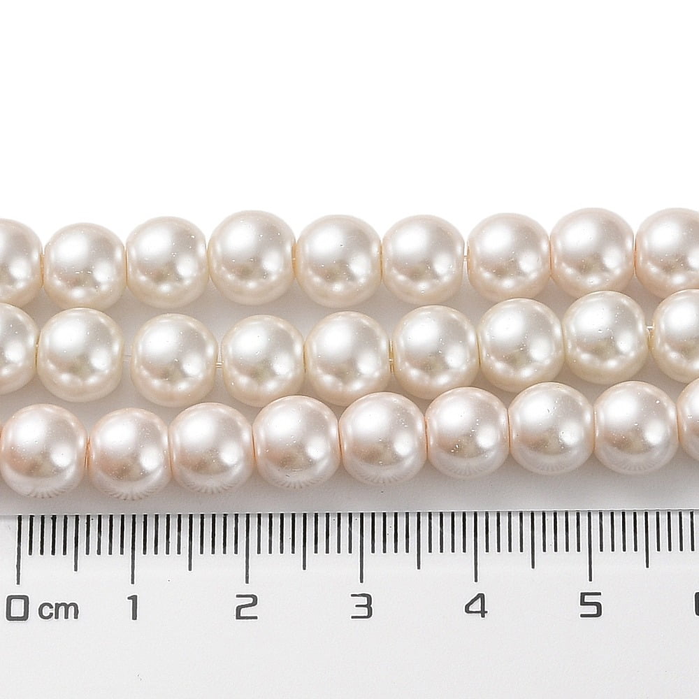 Baking Painted Pearlized Glass Pearl Round Bead Strands Old Lace 8mm Hole: 1mm 108~109pcs/strand 31.10~31.50''(79~80cm)