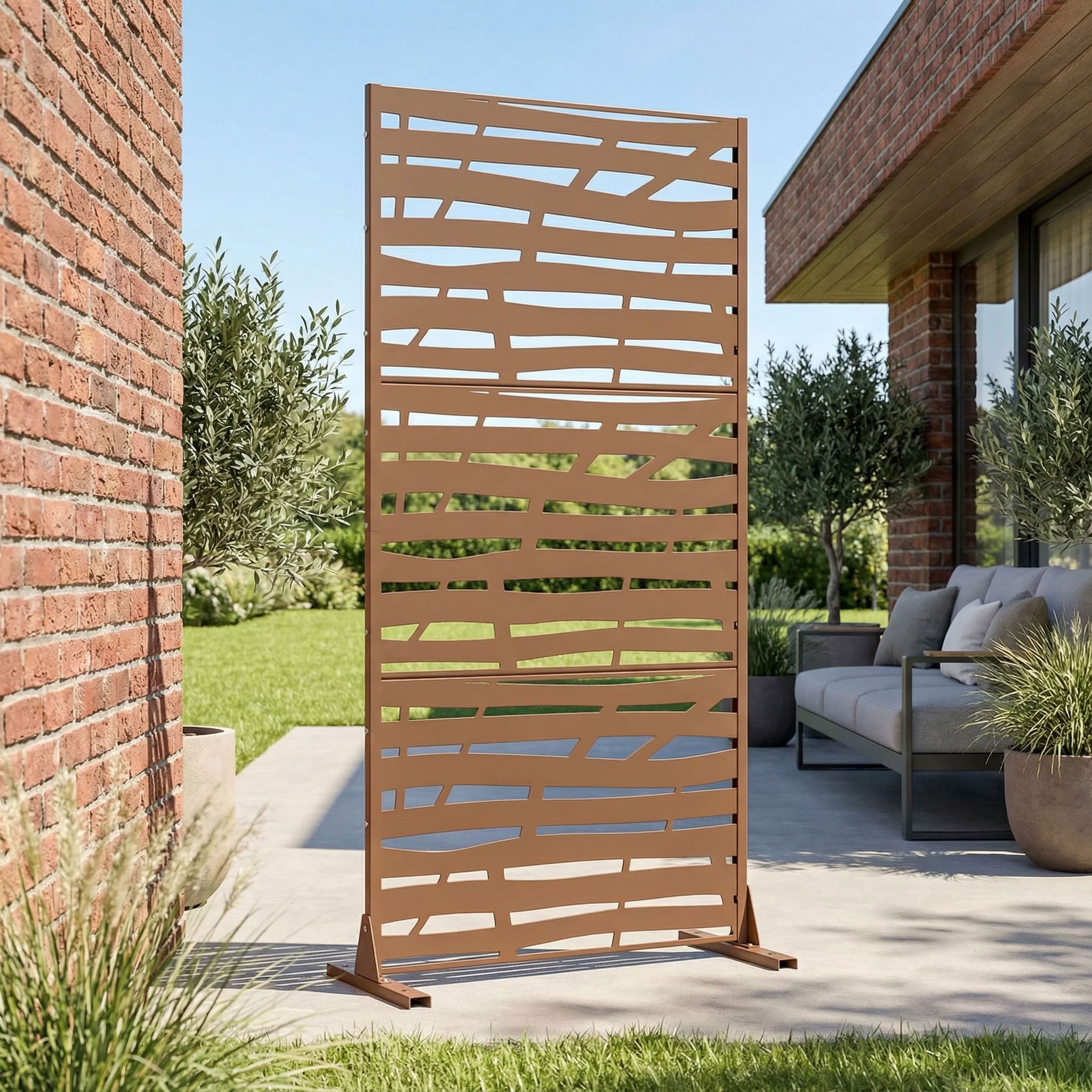 MAYEERTY 72*35in Outdoor Privacy Screen, Rust Resistant Metal Privacy Fence, Patio Deck Privacy Panel for Balcony, Garden