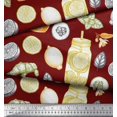 thumbnail image 3 of Soimoi polyester Crepe Fabric Lemon Slice Jar,Cucumber & Ginger Vegetable Decor Fabric Printed Yard 42 Inch Wide, 3 of 3