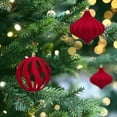thumbnail image 6 of HomeDM Christmas Velvet Balls Ornaments, 2Pcs Red 10cm/3.94" Hanging Pendant for Xmas Tree Wreath Wedding Holiday Party Decor Shatterproof Plastic Flocked Christmas Decorations Balls, 6 of 6