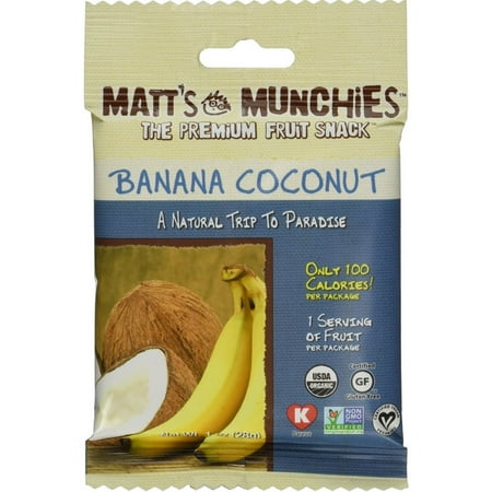 2 Pack - Matt's Munchies Organic Fruit Snack, 1 oz bags, Banana Coconut 12