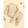 thumbnail image 3 of FOCUSNORM Newborn Baby 2 Pcs Fall Clothes Pants Set Baby Girl Boy Winter Ribbed High Neck Romper Pants Outfits Infant Clothing, 3 of 9