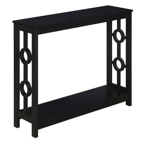 Pemberly Row Contemporary Ring Console Table in Black Wood Finish