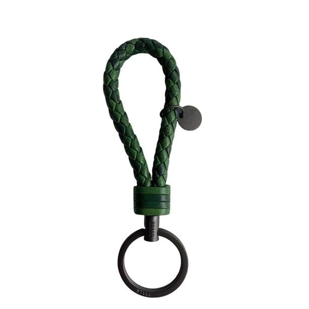 Billuyoard LLavero de cuerda tejida trenzada de cuero, bolso DIY encantador, colgante colgante, llavero exquisito, soporte para llavero de coche, joyería Artesanía tinta verde 3.3*9 cm Billuyoard HA074021-15