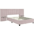thumbnail image 5 of Harper & Bright Designs Queen Size Upholstered Platform Bed with Big Headboard, Velvet Bed with Storage Nightstand for Bedroom, Pink, 5 of 11