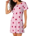 thumbnail image 2 of Fotbe Strawberry And Heart Bata de Dormir para Mujer con Estampado, Camisón de Algodón de Manga Corta, Ropa de Dormir Casual, 2 of 6