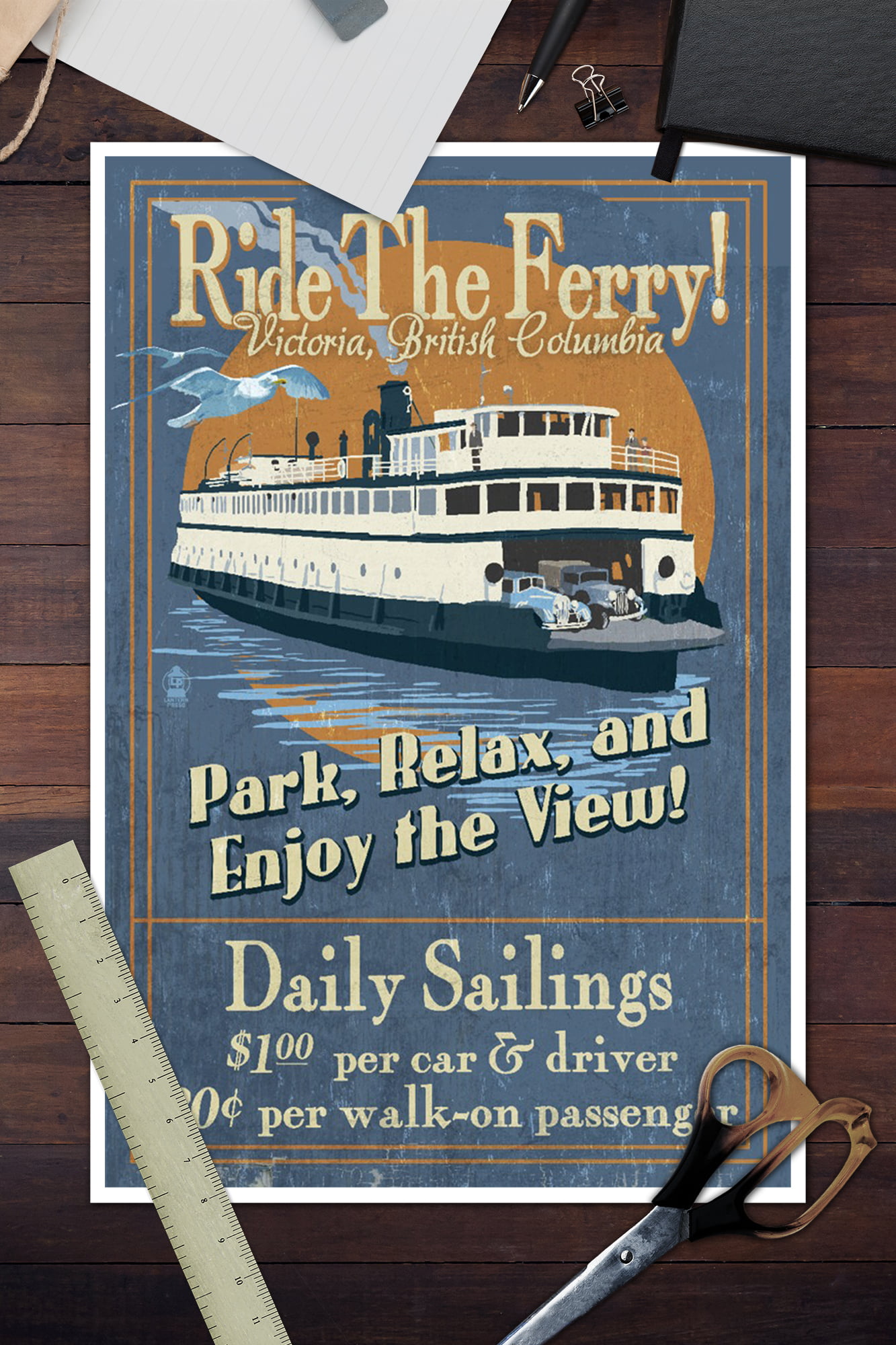 Mor blive irriteret er nok Victoria, British Columbia, Ride the Ferry, Vintage Sign (12x18 Wall Art  Poster, Room Decor) - Walmart.com