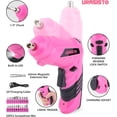 thumbnail image 3 of Pink Household Tool Set with 3.6V USB Electric Screwdriver, 136 PCS Home Tool Kit with Cordless Lithium-ion Drill Driver, Hand Tool Kits for Women, 3 of 7