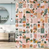 Idea4wall 2pcs Abstract Trapical Botanical Plant and Stylish Women Orange Tone Wall Murals, Removable Self-Adhesive Stick Wallpaper Large Wall Stickers for Home Decorative, 48"x108"