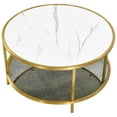 thumbnail image 4 of DWVO White Marble Round Coffee Table, Mid-Century Modern Glass Center Table with Storage for Living Room, 4 of 7