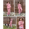 thumbnail image 5 of Oudiya Girls 2 Piece Outfits Velour Tracksuit Hoodie and Jogger Set Sweatsuit Athletic Clothes Sets, 5 of 6
