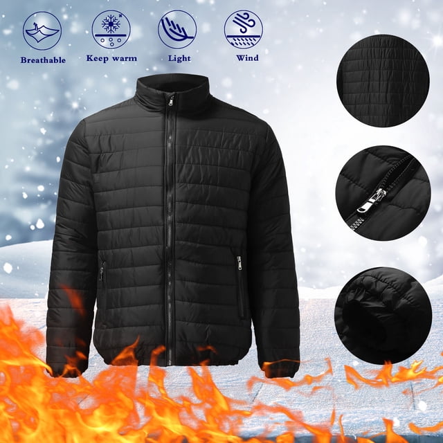 Men's Winter Coat with Zip Closure and Multiple Pockets for Autumn Leisure Top Wear