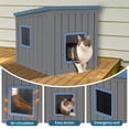 thumbnail image 4 of LHBcraft Outdoor Cat House,Durable Insulated PP Shelter for Feral Kittens,Weatherproof Shelter for Garden,Gray & Blue, 4 of 9