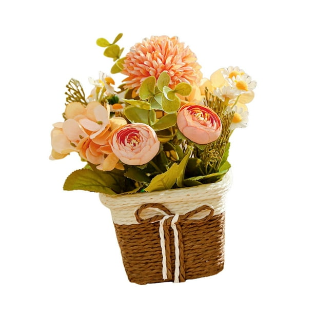 Flores Artificiales en Macetas, Centros de Mesa, Decoración de Mesa, Flores Artificiales, Rosa