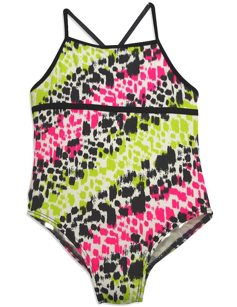405 South by Anita G Little Girls One Piece Swimsuit Pink Lime Animal