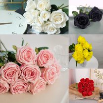 Fake Flowers Clearance! 12 Pcs Rose Artificial Flowers Realistic White Roses with Stems Single Silk Rose Flower Bouquet for Wedding Centerpieces Arrangement Bridal Shower Home Table 12 Artificial