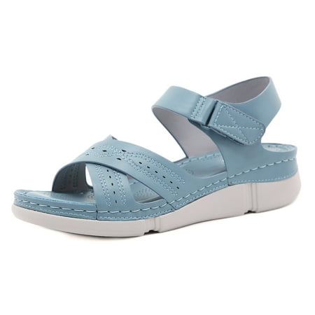 

Hvyesh Women Espadrille Dressy Platform Wedge Sandals Cork Buckle Ankle Strap Open Toe Slingback High Heel Summer Shoes
