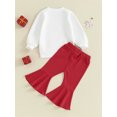 thumbnail image 5 of Toddler Baby Girl Christmas Outfit 9M 12M 18M 24M 3Y 4Y Merry Bright Sweatshirt Pullover Tops Red Bell Bottom Pants Set 2Pcs Xmas Fall Winter Clothes, 5 of 10