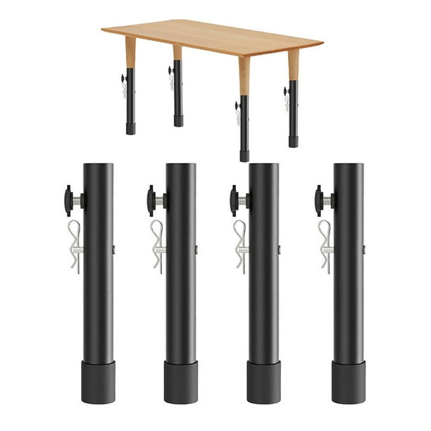 SHSLING 4 Pack Folding Table Leg Extenders Highly Durable Steel Folding Table Leg Risers Table Leg Extensions for Straight and Bent Legs Adjustable