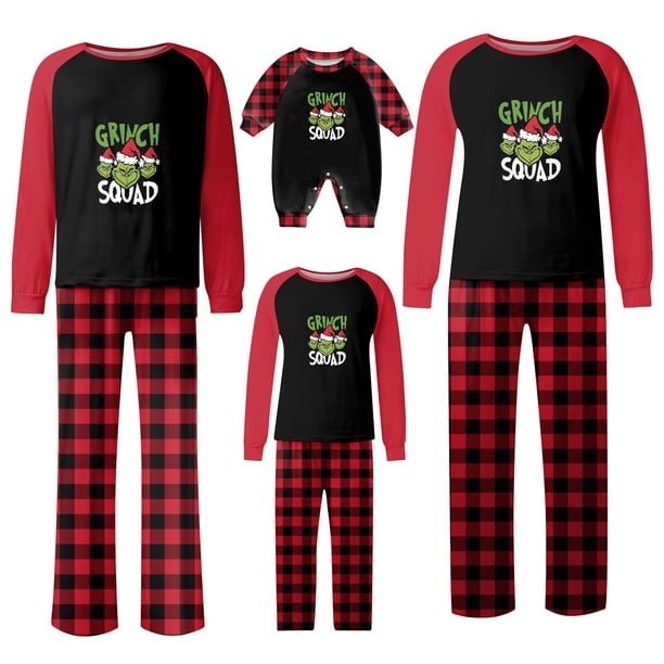 Pijamas navideños a juego Grinch - TKing Fashion 2024 Nuevos conjuntos de pijamas navideños familiares a juego Grinch, pijamas navideños navideños para parejas, adultos y niños, 18 Meses