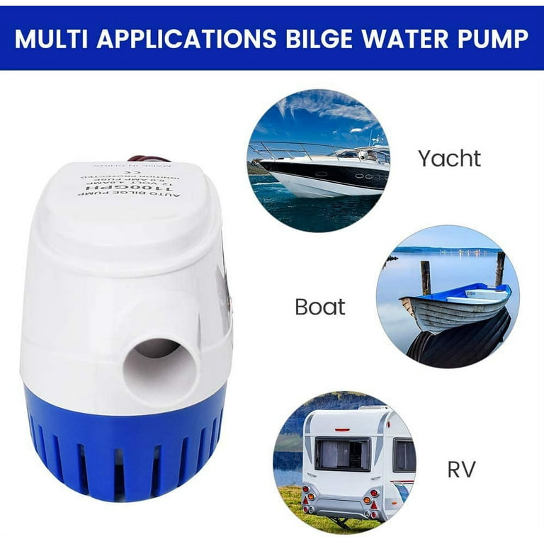 Delaman Automatic Submersible Boat Bilge Water Pump 12V 1100GPH Auto with  Float Switch for Boat Caravan RV 