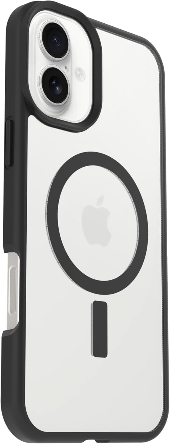 OtterBox iPhone 16 Plus (Only) - React Series Case - Black Crystal (Clear/Black) - Snaps to MagSafe - Ultra-Thin - Non-Retail Packaging