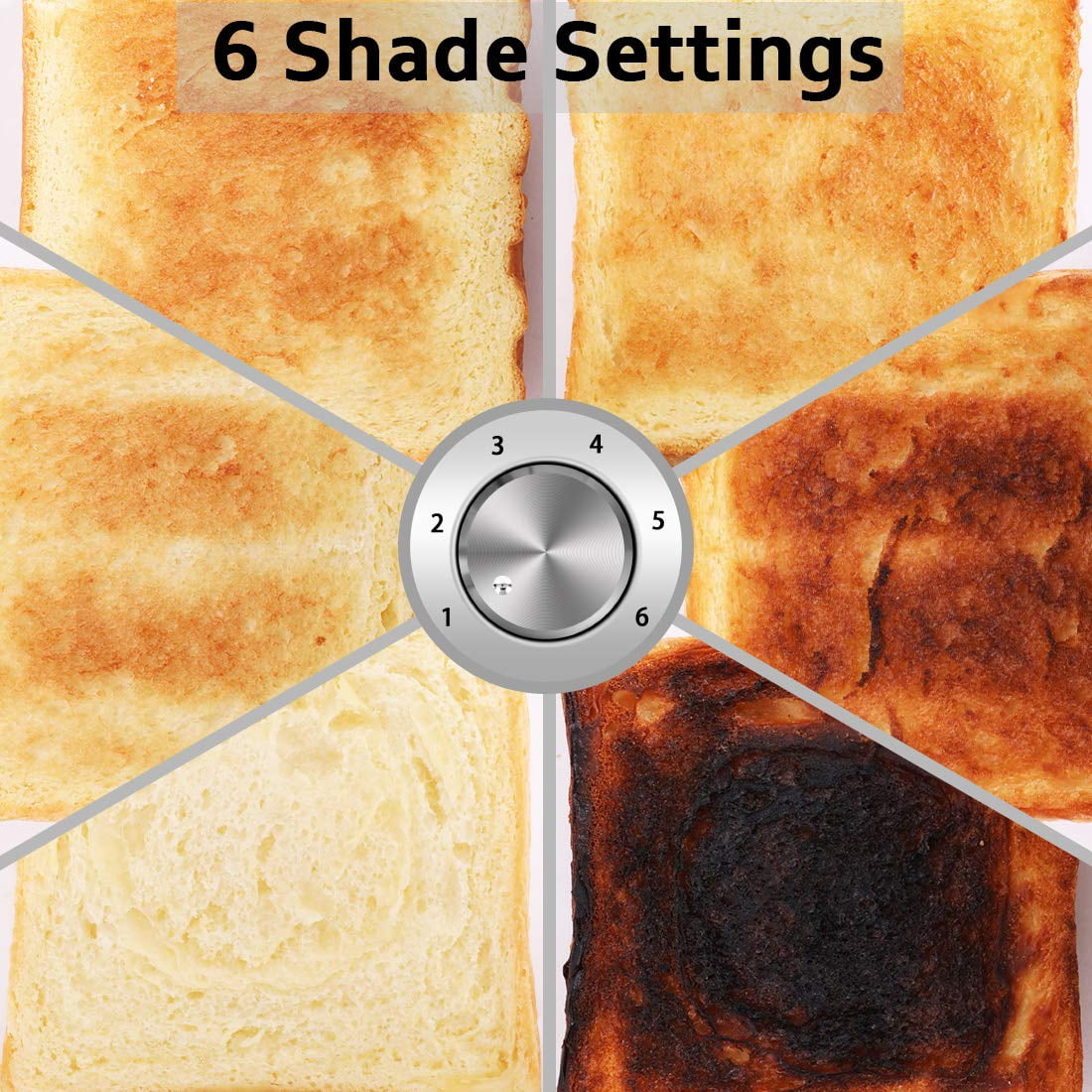 Stainless Steel CUSIMAX 4-Slice Toaster: Extra-Wide Slots, Ultra-Clear LED Display & 6 Shade Settings (Dual Control Panels + Cancel/Bagel/Defrost + Removable Trays)