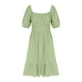 thumbnail image 3 of shoper Girls Dresses Size 10-12 Square Neck Short Sleeve Adorable Sundress for Girls Party Prom Easter Gown Clothes Wedding Guest Dress Army Green 170, 3 of 5