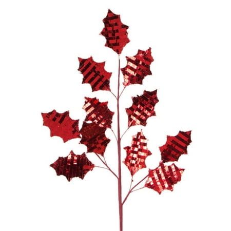 UPC 762152848069 product image for Pack of 12 Red Artificial Holly Reversible Fabric Christmas Flower Sprays 27