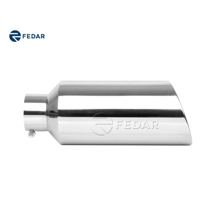 Fedar 4 inch Inlet 7 Outlet 18 Long Rolled End Angle Cut Truck Exhaust Tip Tail Pipe