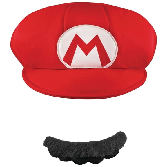 Disguise Mario Hat Mustache Halloween Costume Accessory