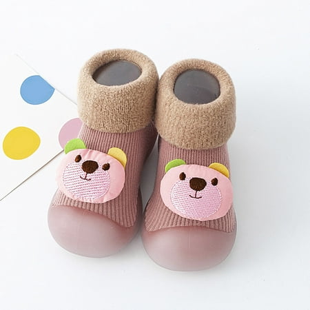 

TOWED22 Cute Shoes For Teen Girls Toddler Kids Baby Boys Girls Shoes First Walkers Cute Cartoon Thickened Warm Pink