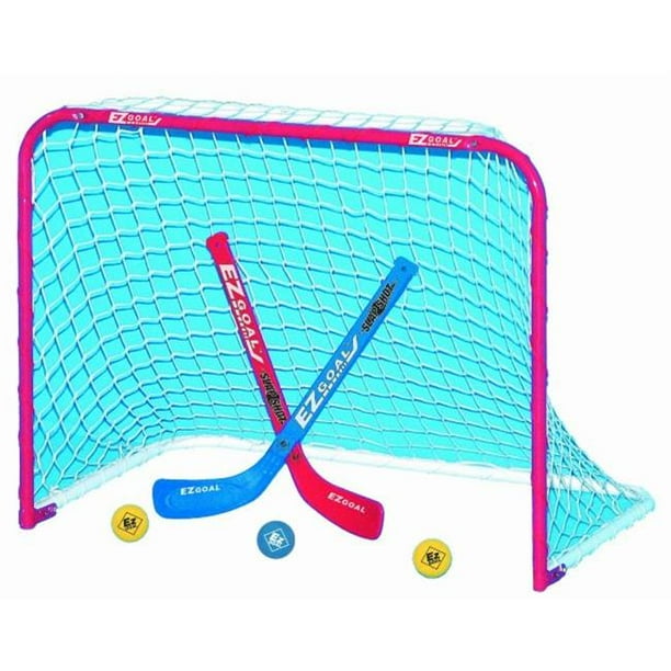EZGoal Mini Folding Goal, Knee Hockey Net, with 2 Sticks and 3 Balls