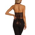 thumbnail image 3 of INSPIRE CHIC Women's Vintage Paisley Sexy Halter Corset Lace Up Backless Boned Bustier Crop Tops M Brown, 3 of 6