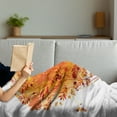 thumbnail image 3 of Fall Soft Flannel Fleece Throw Blanket, Autumn Season Concept Air Balloon with Leaf Adventure Travel, Cozy Plush for Indoor and Outdoor Use, 60" x 80", Dark Orange Ruby, by Ambesonne, 3 of 5