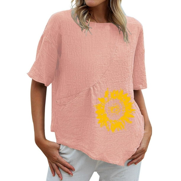 Moda Mujer Verano Casual Manga Corta Cuello Redondo Estampado Blusa Camiseta Wmkox8yi bvn1320