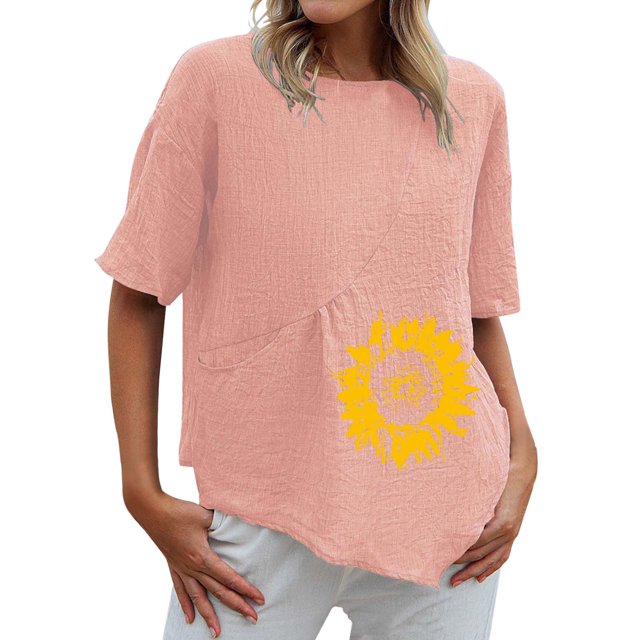 Moda Mujer Verano Casual Manga Corta Cuello Redondo Estampado Blusa Camiseta Wmkox8yi bvn1322
