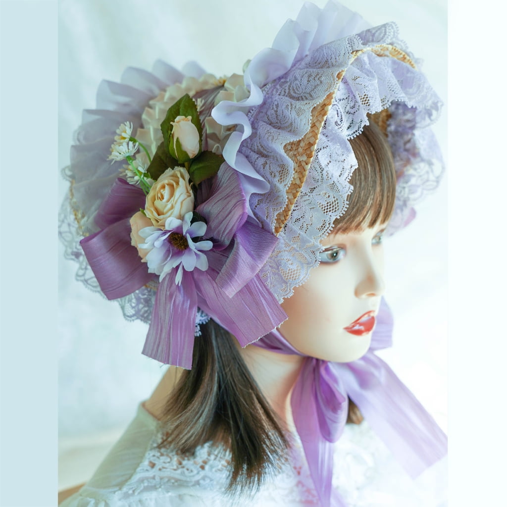 ROZYARD Teas Party Sun Hat Victorian Bonnet Lace Fascinators For Women Victorian Headdres