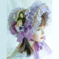 thumbnail image 4 of MINGPAI Floral Straw Hat Lolit Straw Hat Teas Party SunHat Lace Fascinators For Women Victorian Headdress Victorian Bonnet, 4 of 20