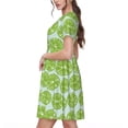 thumbnail image 2 of Cauagu Green Lemon Slices Print Summer Dresses for Women 2025 Loose Short Sleeve Casual Sundresses with Pockets, 2 of 6