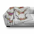 thumbnail image 2 of Antlers Soft Flannel Fleece Blanket, Deer Horns Bouquet Flowers Bloom Fun Springtime Garden Branches Work of Art Print, Cozy Plush for Indoor and Outdoor Use, 50" x 60", Multicolor, by Ambesonne, 2 of 5