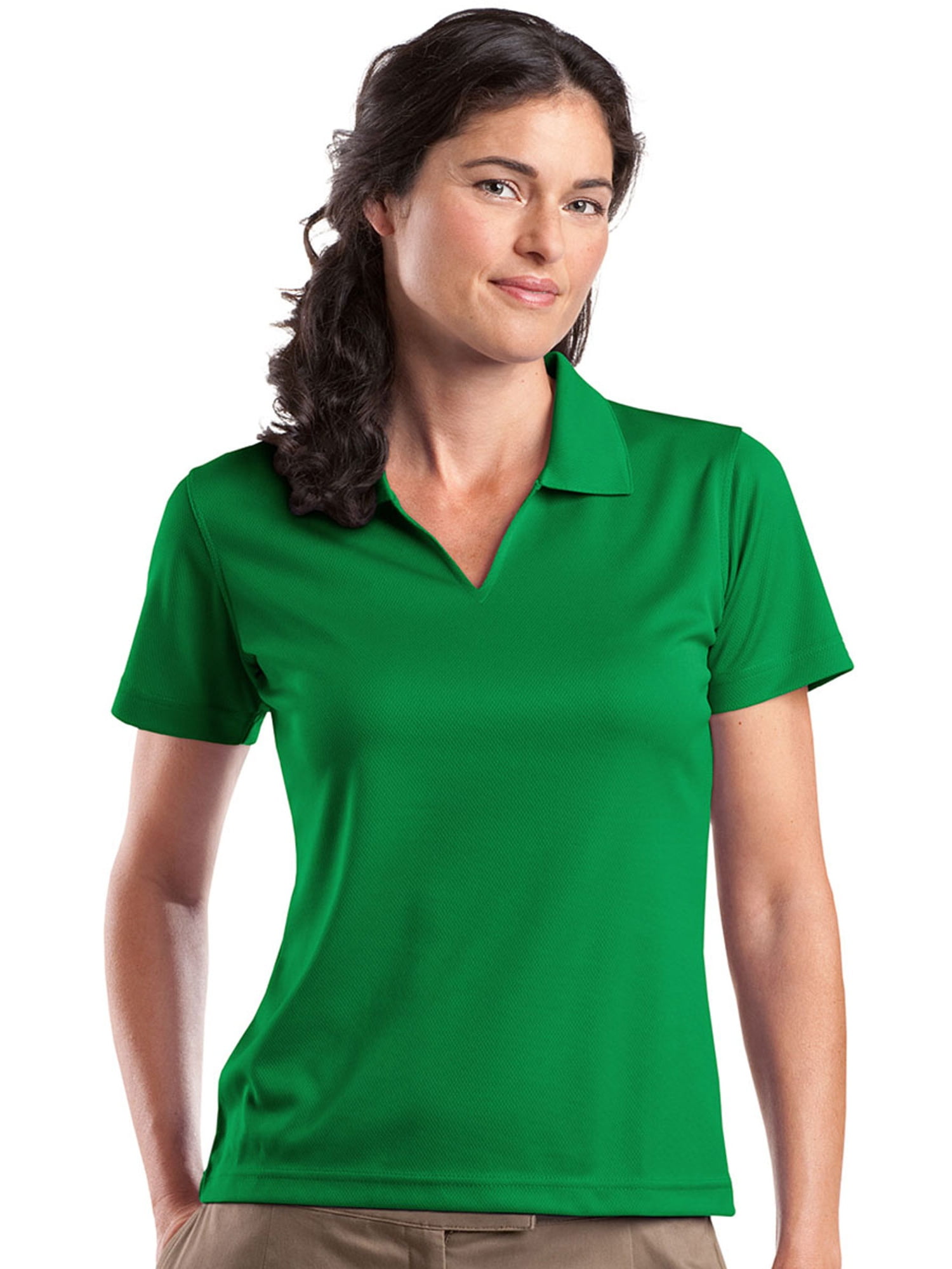 SportTek SportTek Women's V Neck Lightweight Wick Moisture Polo