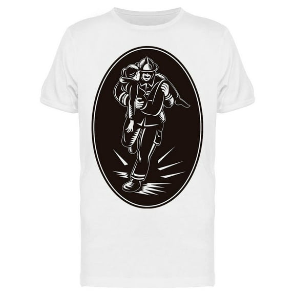 Firefighter Rescuing A Girl T-Shirt Men -Image by Shutterstock, Male x-Large