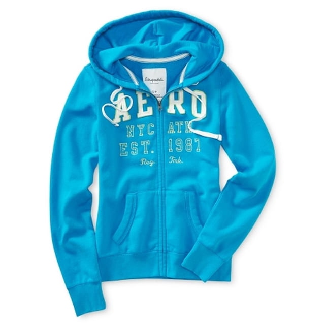 Aeropostale Womens Full Zip Nyc Ath Sudadera, Azul, Mediano Aeropostale Camisa de entrenamiento